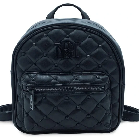 Badgley Mischka Small Diamond Quilted Studded Backpack NWT Badgley Mischka Small Red Studded Back Pack Silver Hardware  main image 4